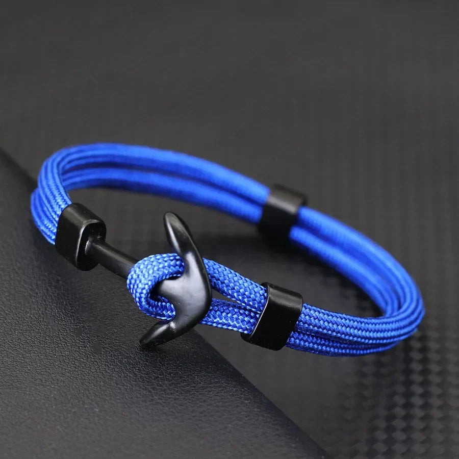 Double anchor bracelet black blue
