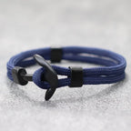 Double anchor bracelet black navy blue