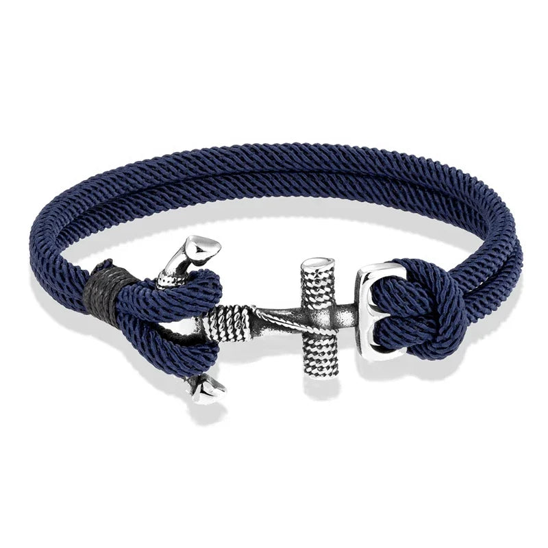 Men's double-anchor bracelet blue