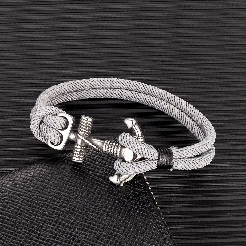Men's double-anchor bracelet gray