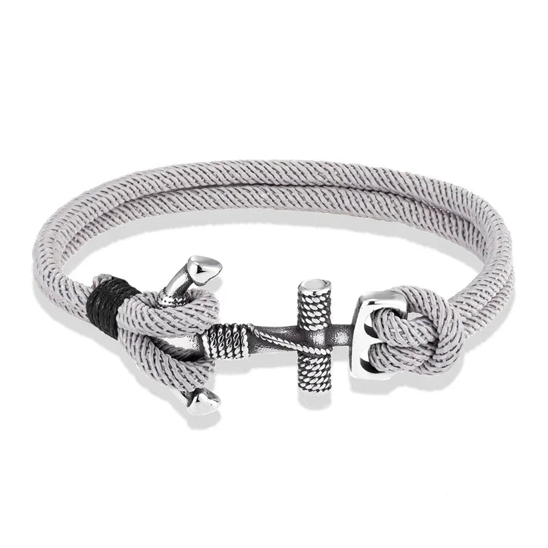 Men's double-anchor bracelet gray
