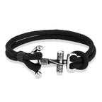 Men's double-anchor bracelet black
