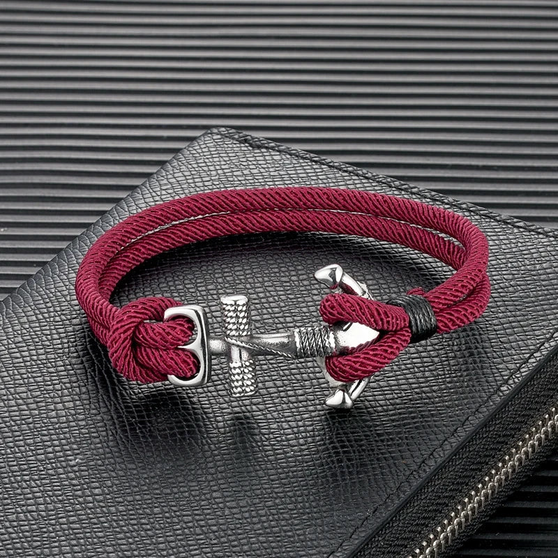 Men's double-anchor bracelet red