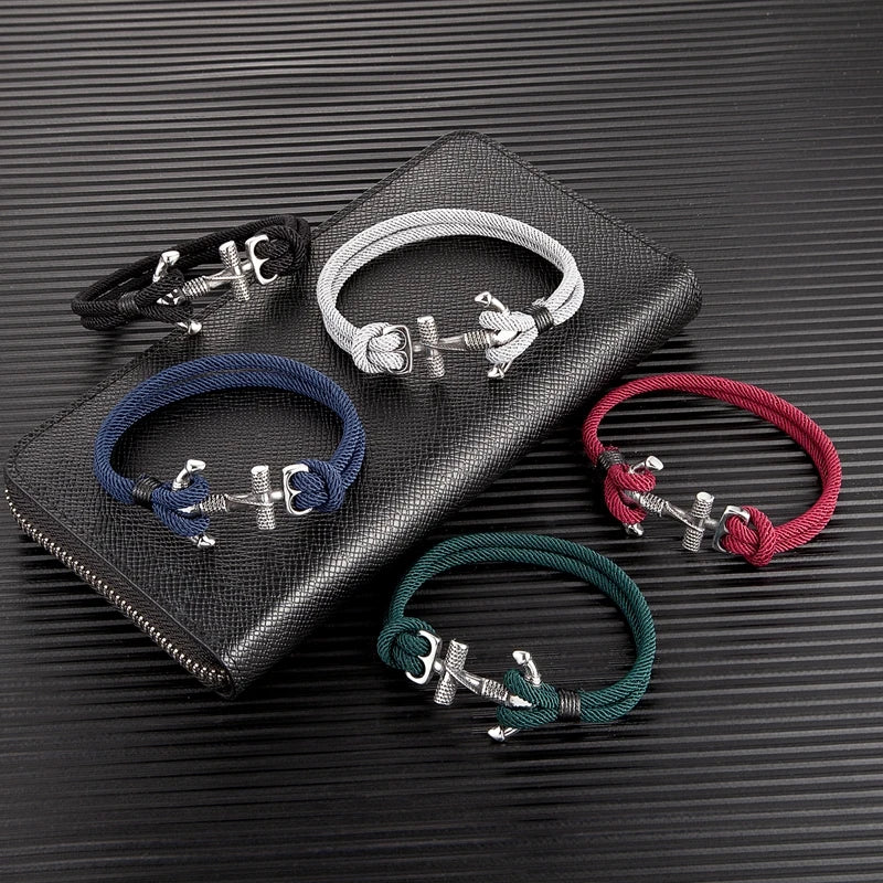 Men's double-anchor bracelet
