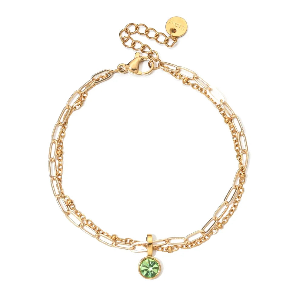 Double gold-tone bracelet with birthstone