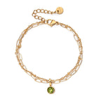 Double gold-tone bracelet with birthstone