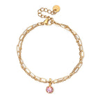 Double gold-tone bracelet with birthstone