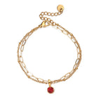 Double gold-tone bracelet with birthstone