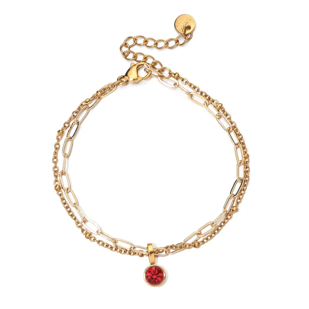 Double gold-tone bracelet with birthstone