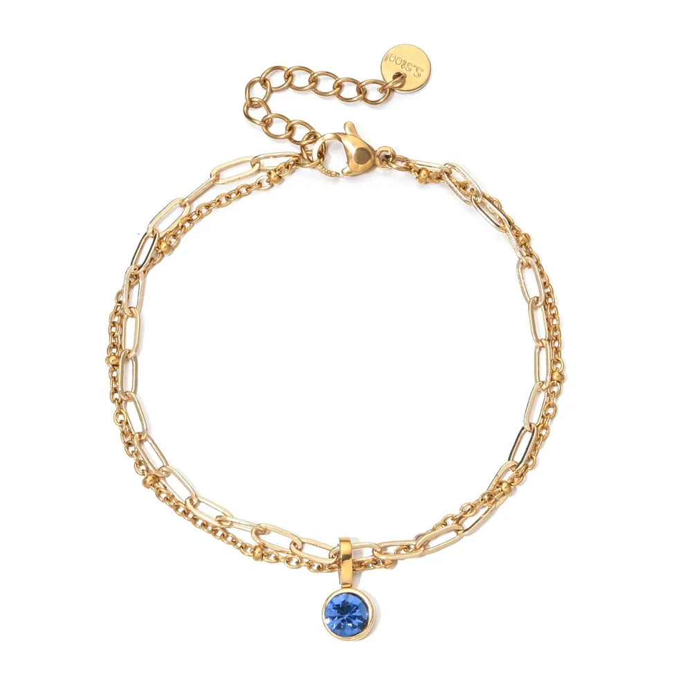 Double gold-tone bracelet with birthstone