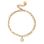 Double gold-tone bracelet with birthstone