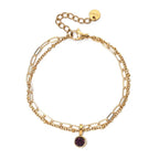 Double gold-tone bracelet with birthstone