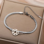 Double bracelet with the Star of David, Jewish symbol, silver