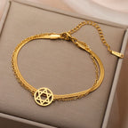 Double bracelet with the Star of David, Jewish symbol, gold