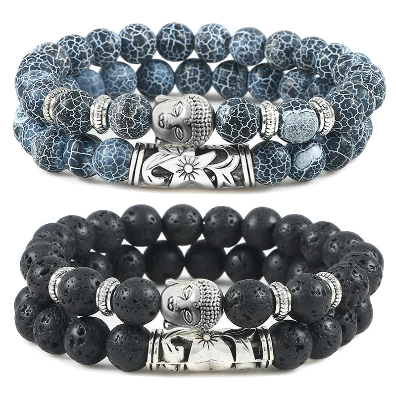 Buddhist Natural Stone ID Bracelet in Gray