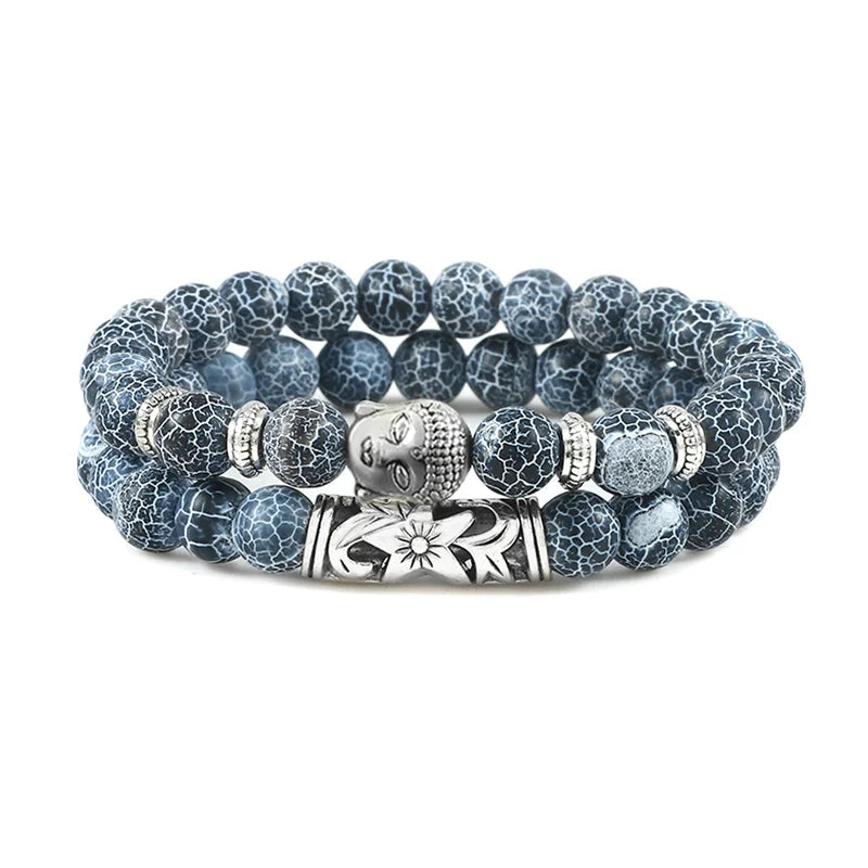 Buddhist Natural Stone ID Bracelet in Gray
