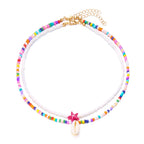 Double shell necklace and colorful beads multicolor