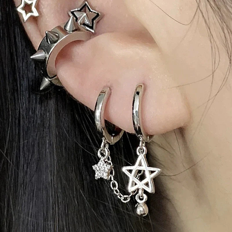 Double Star of David Hoop Earrings