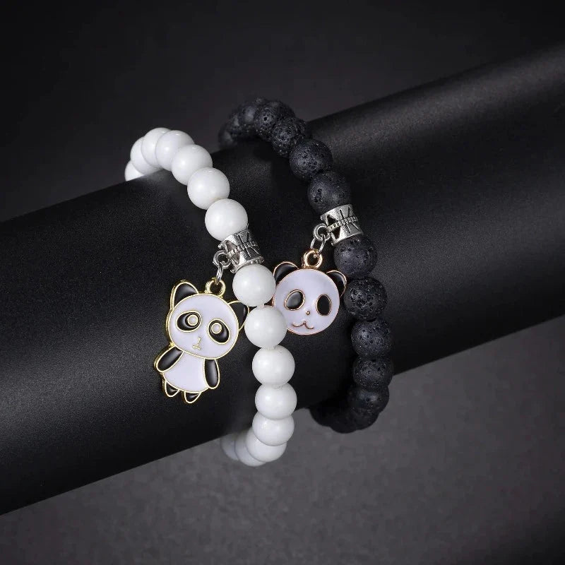 White and Black Panda Bracelet Duo