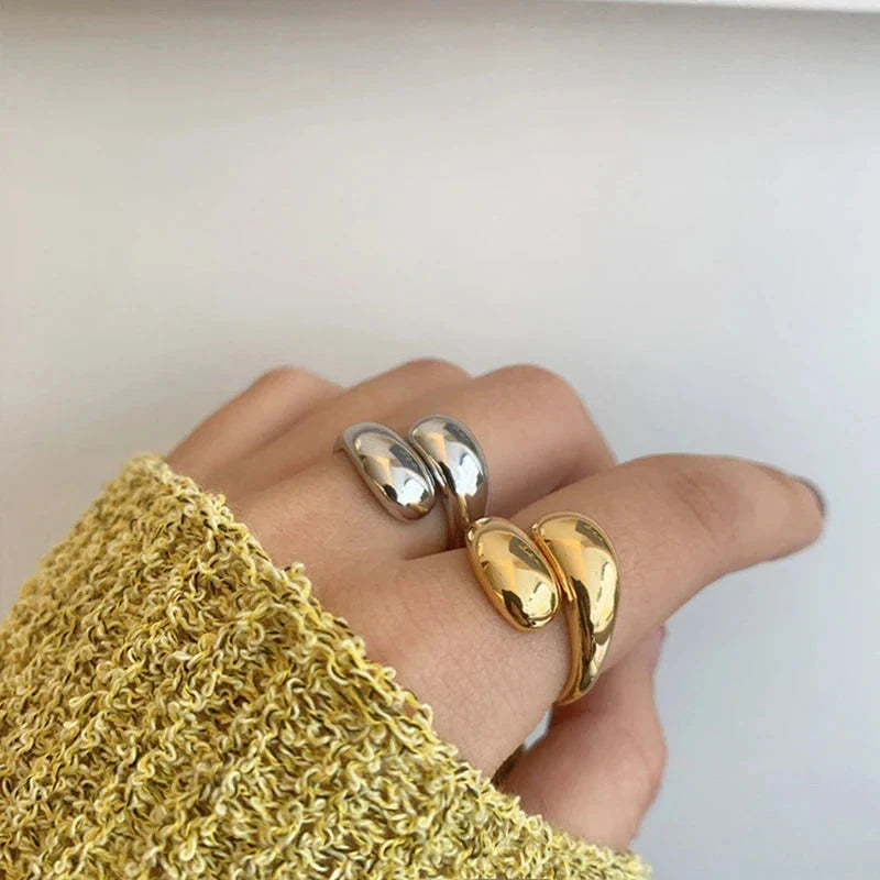 Elegant Water Drop Ring Band silver