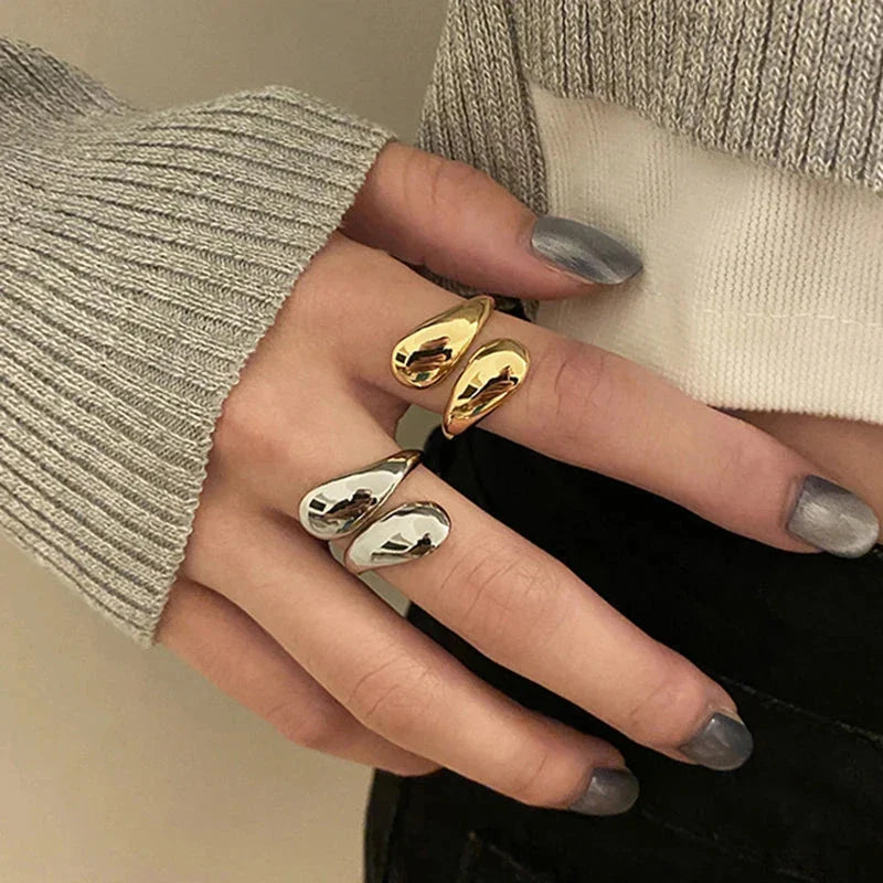 Elegant Water Drop Ring Band gold