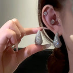 Elegant Silver Water Drop Stud Earrings