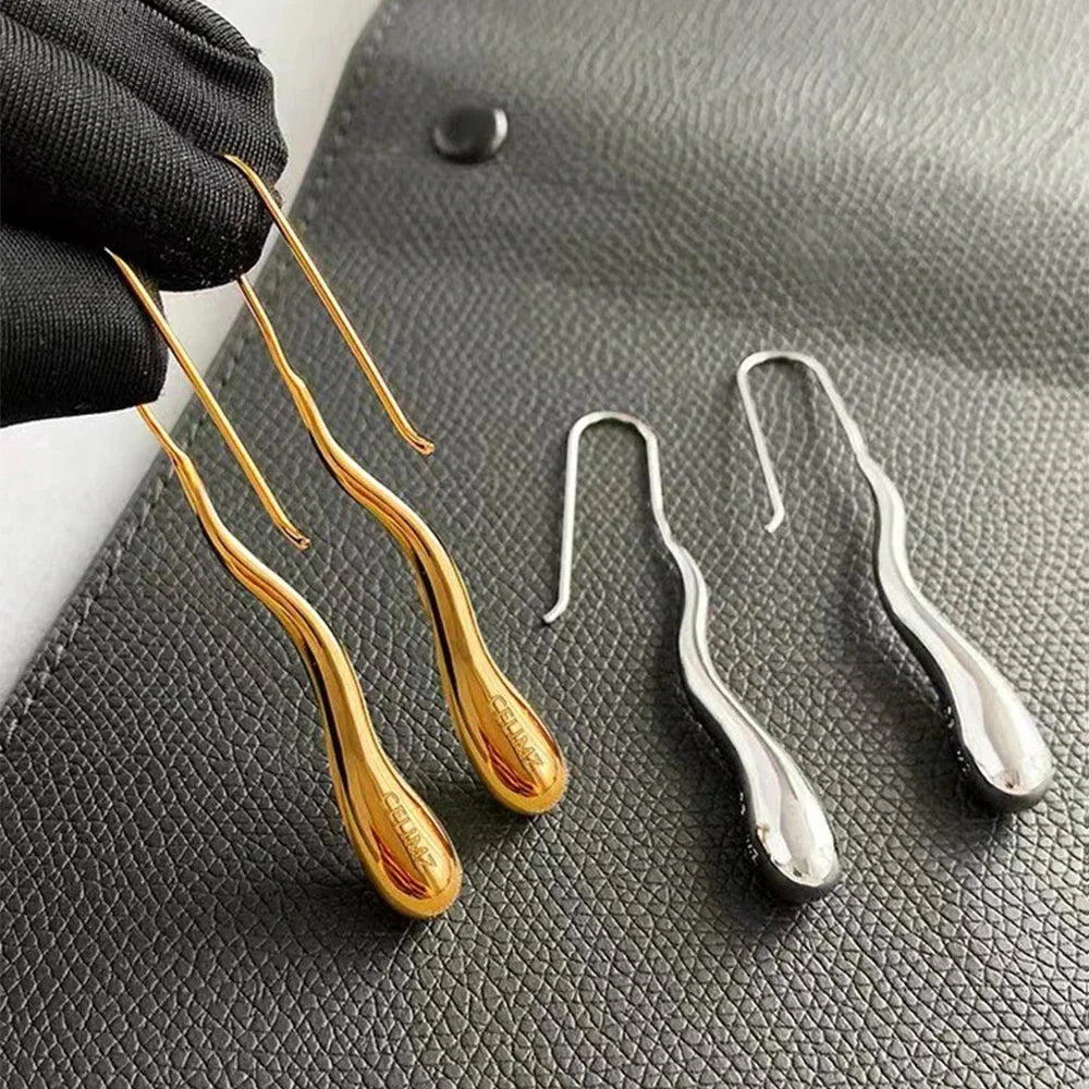 Elegant Fine Drop Water Dangling Earrings gold