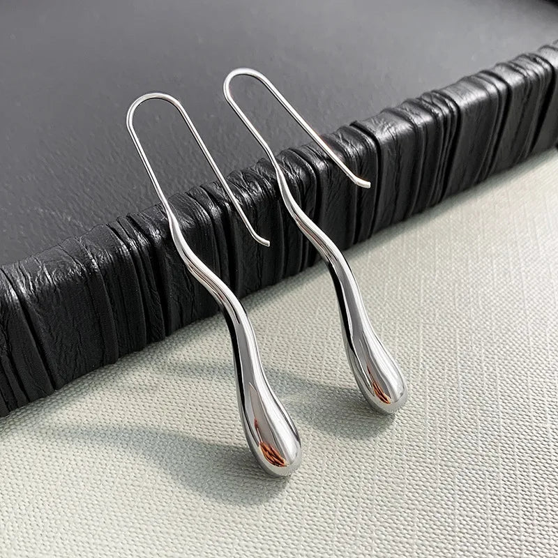 Elegant Fine Drop Water Dangling Earrings silver