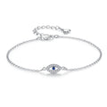 Silver Gourmette Bracelet Against the Evil Eye Blue Greek Turkish Matiasma Mataki