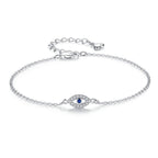 Silver Gourmette Bracelet Against the Evil Eye Blue Greek Turkish Matiasma Mataki