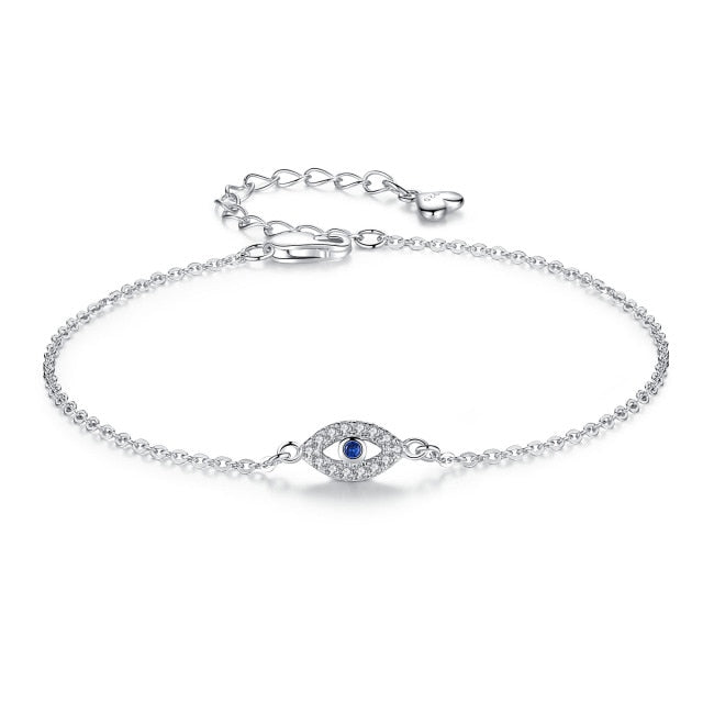 Silver Gourmette Bracelet Against the Evil Eye Blue Greek Turkish Matiasma Mataki