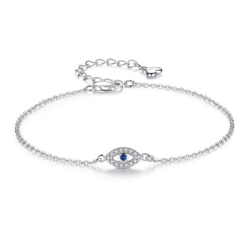 Silver Gourmette Bracelet Against the Evil Eye Blue Greek Turkish Matiasma Mataki