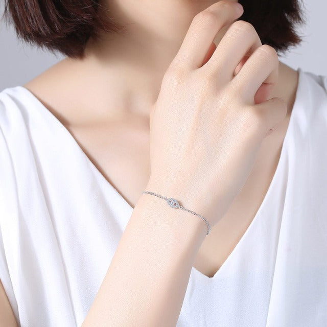 Silver Gourmette Bracelet Against the Evil Eye Blue Greek Turkish Matiasma Mataki