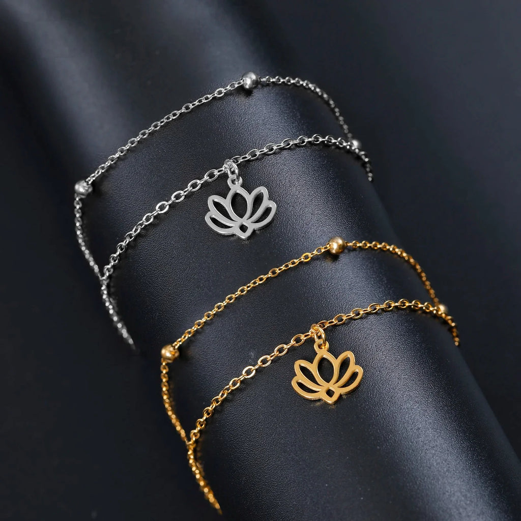 Lotus Flower Bracelet for Women in Silver