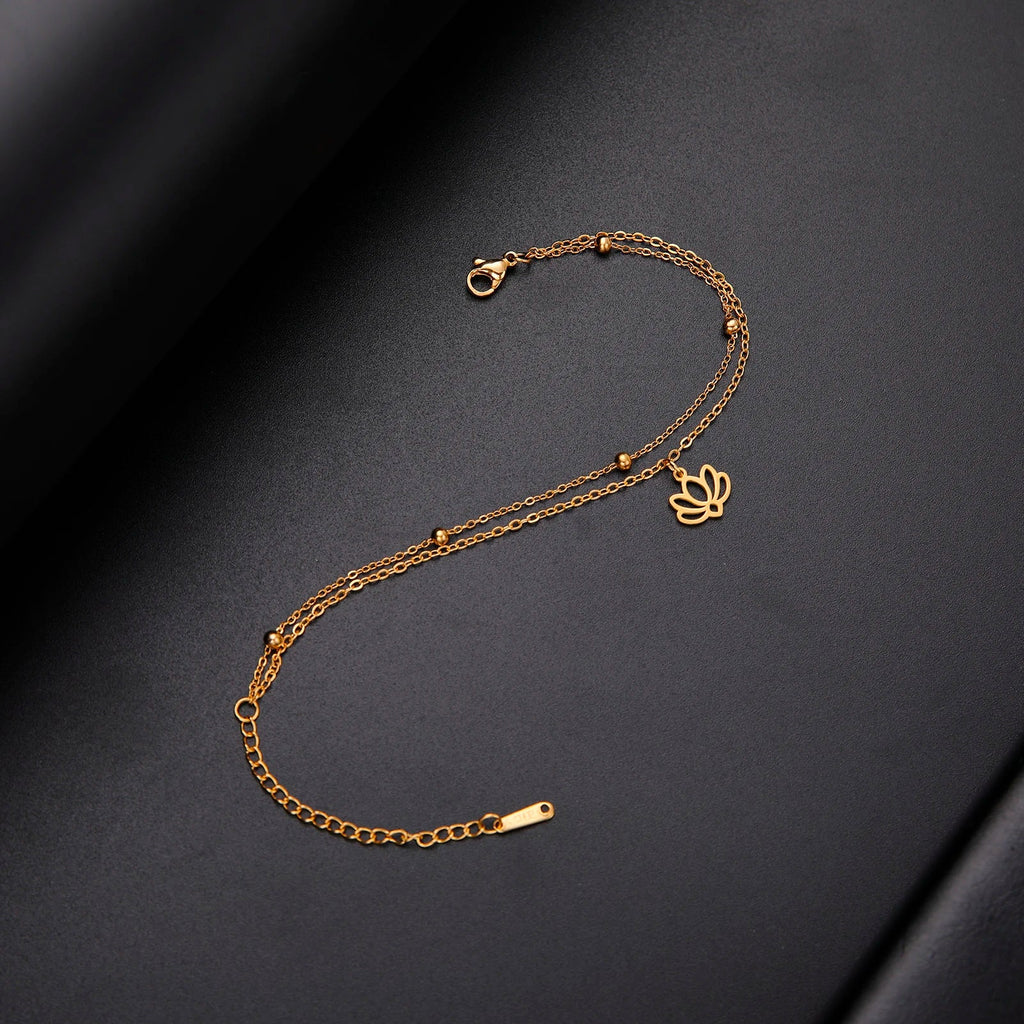 Lotus Flower Bracelet for Women in Gold
