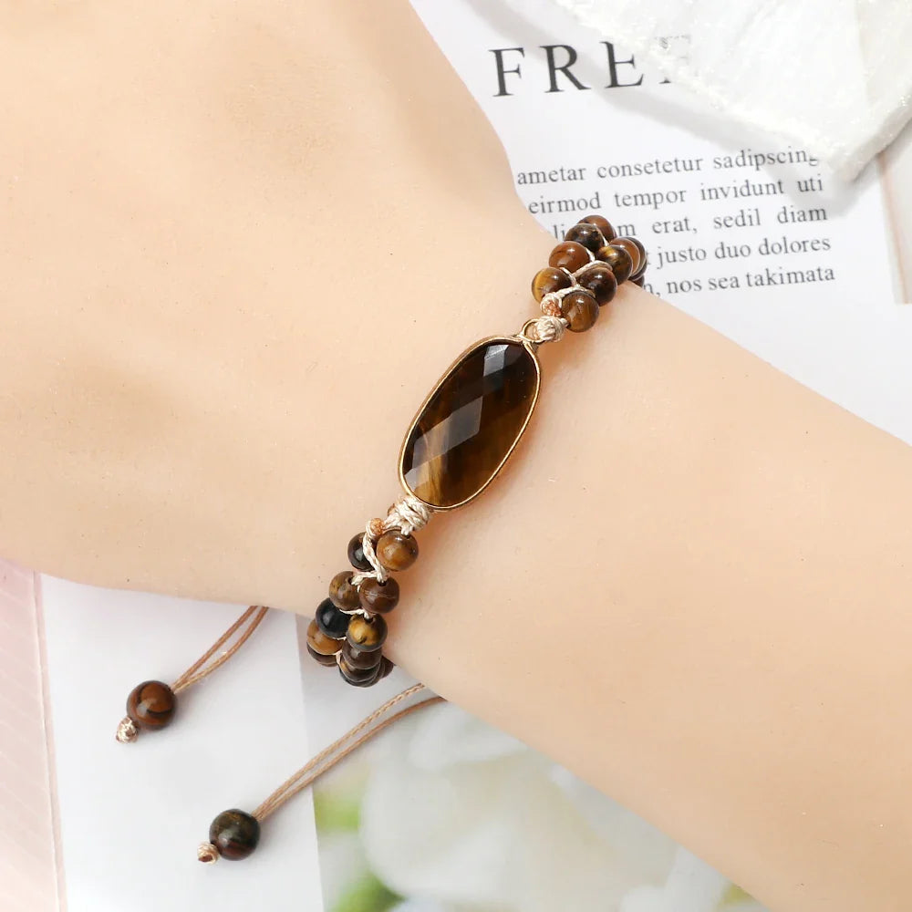 Tiger Eye Gourmet Bracelet for Women Leather Bracelet