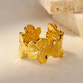 Large Ring with 5-Petal Golden Flowers