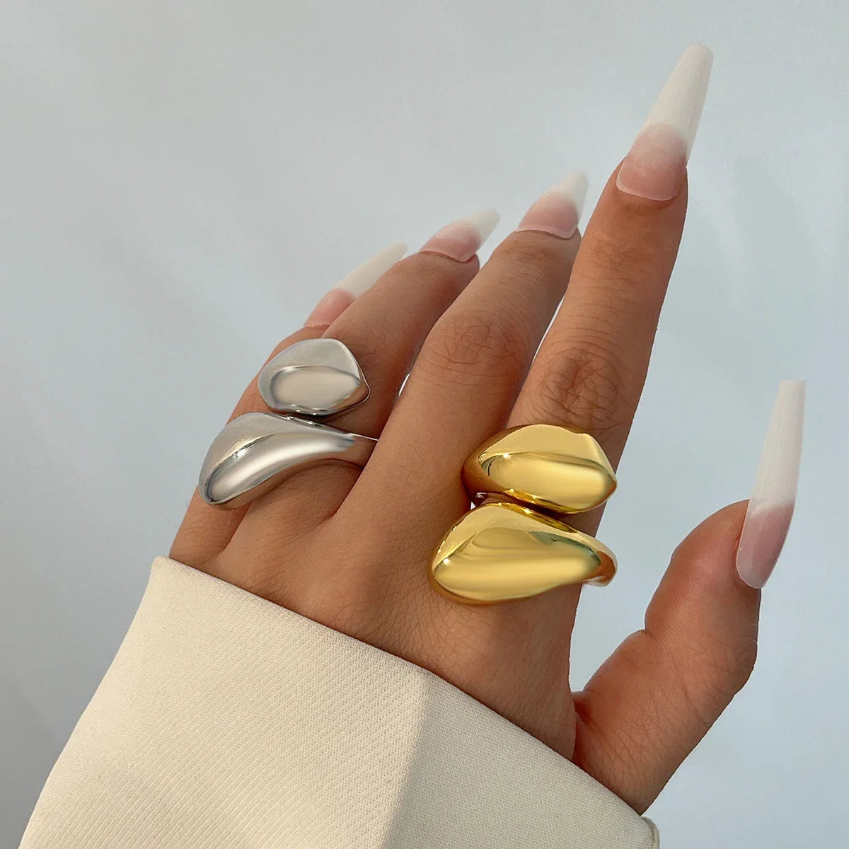 Large Water Drop Ring Silver