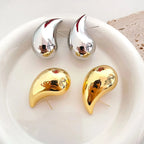 Large Silver Water Drop Stud Earrings