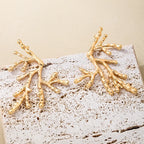 Large coral earrings for women in gold