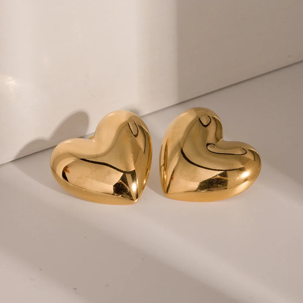 Large Heart Earrings for Women Gold