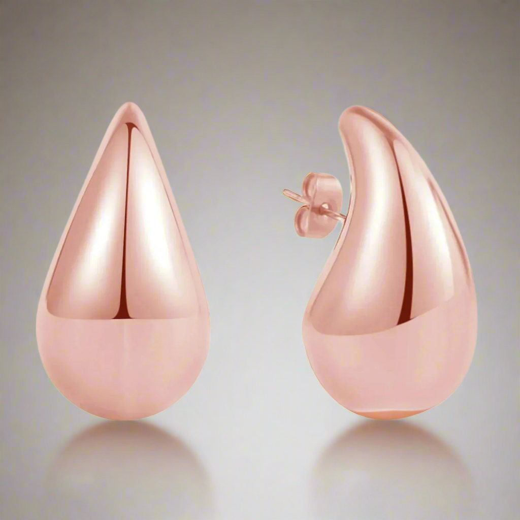 Imposing Rose Gold Water Drop Stud Earrings