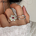 Large Flower Ring Band with Zircon