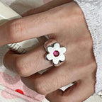 Large Flower Ring Band with Zircon