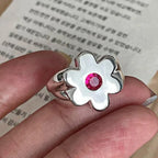 Large Flower Ring Band with Zircon