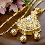 Long necklace with traditional pendant for Arab wedding and celebration, white