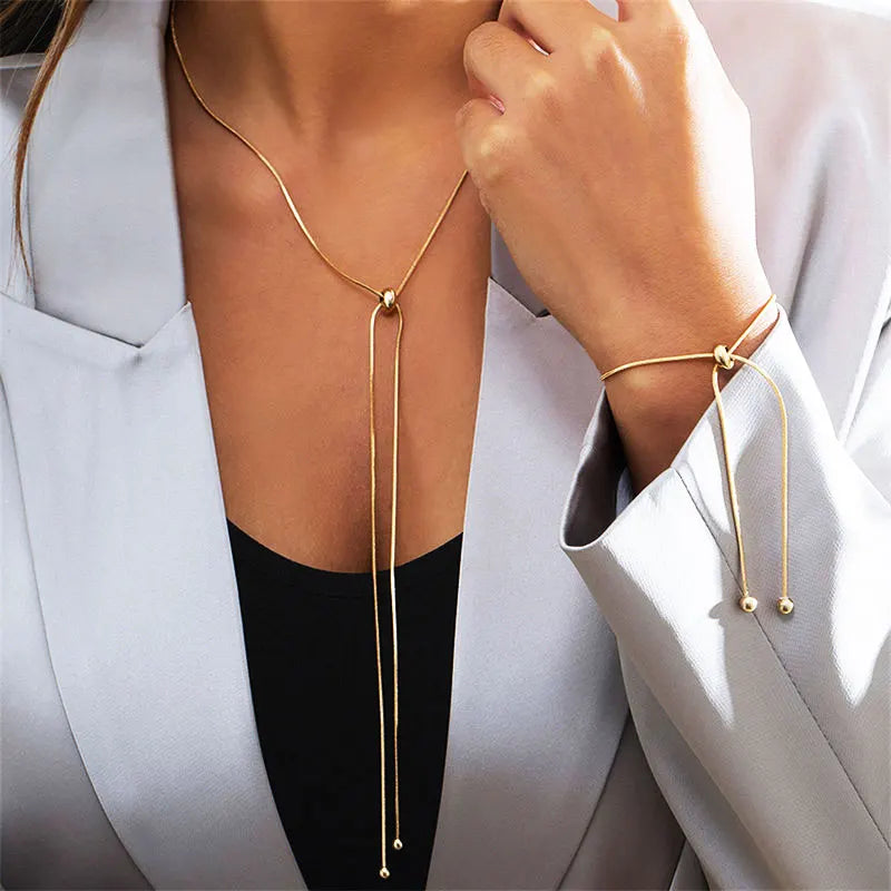 Long Y Necklace For Neckline