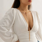 Long Neckline Necklace with Bow for Women