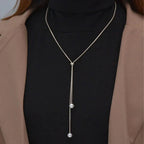 Long Pendant Necklace with Silver Beads