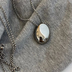 Long Necklace Pendant Large Water Drop silver